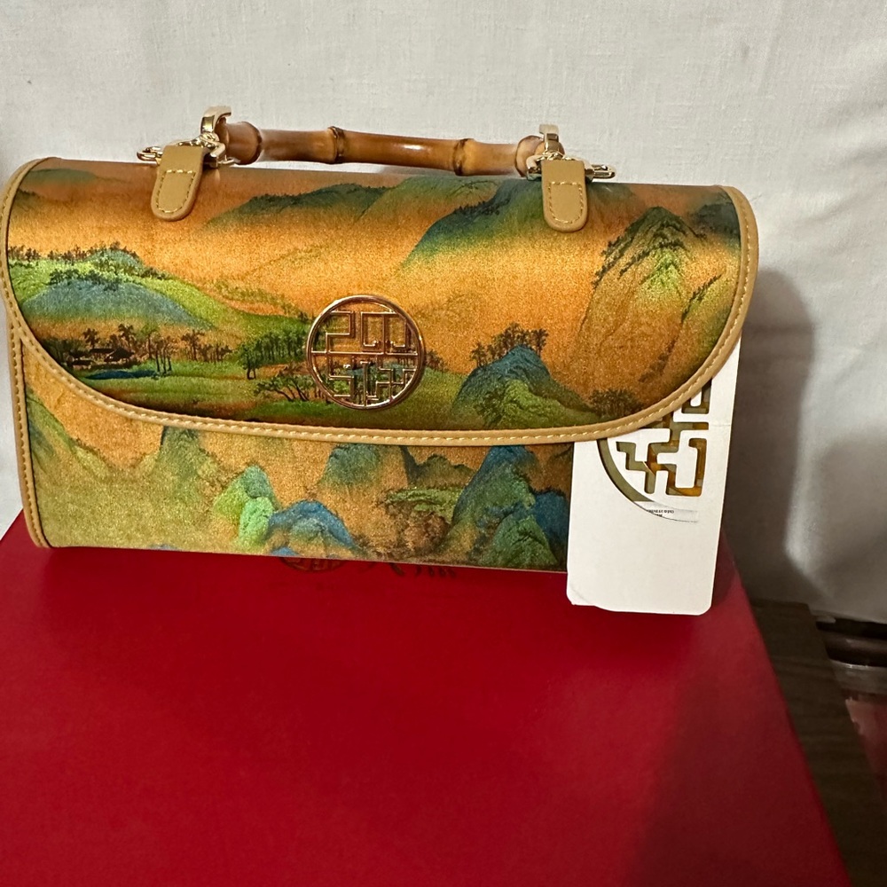 Elegant Bamboo Handle Shoulder Bag - Multicolor
